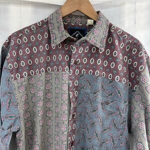 Vintage 90's Santana Medium Paisley Casual Button Down Thick Long Sleeve Shirt